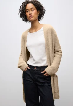 Long cardigan en fil de plumes