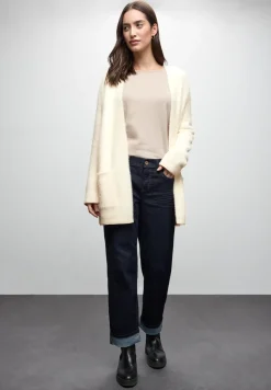 Long cardigan en fil de plumes