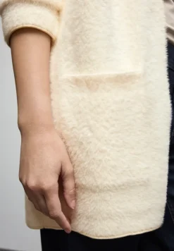 Long cardigan en fil de plumes
