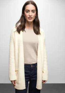 Long cardigan en fil de plumes
