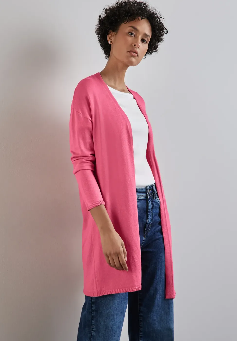 Long cardigan en maille fine