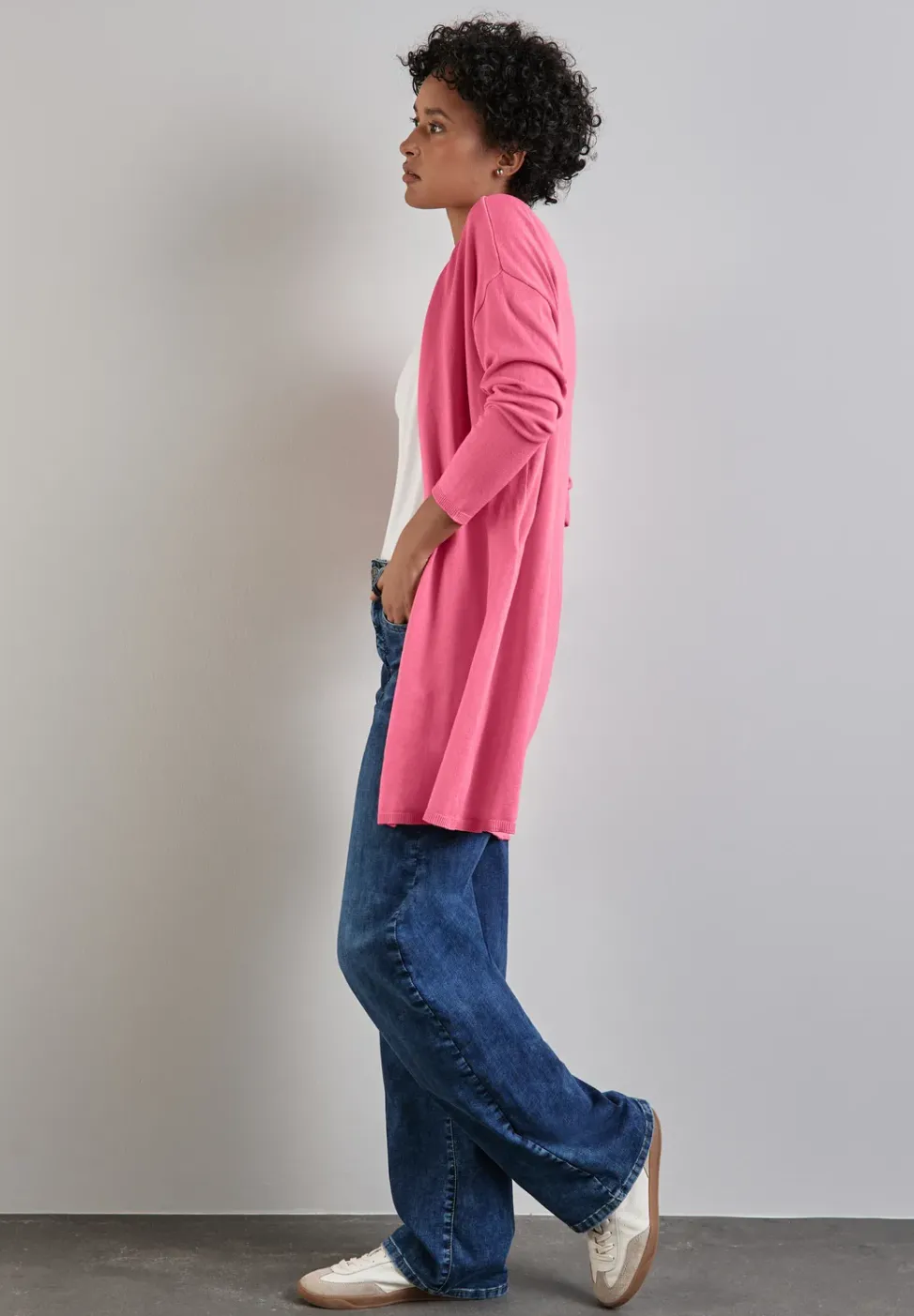 Long cardigan en maille fine