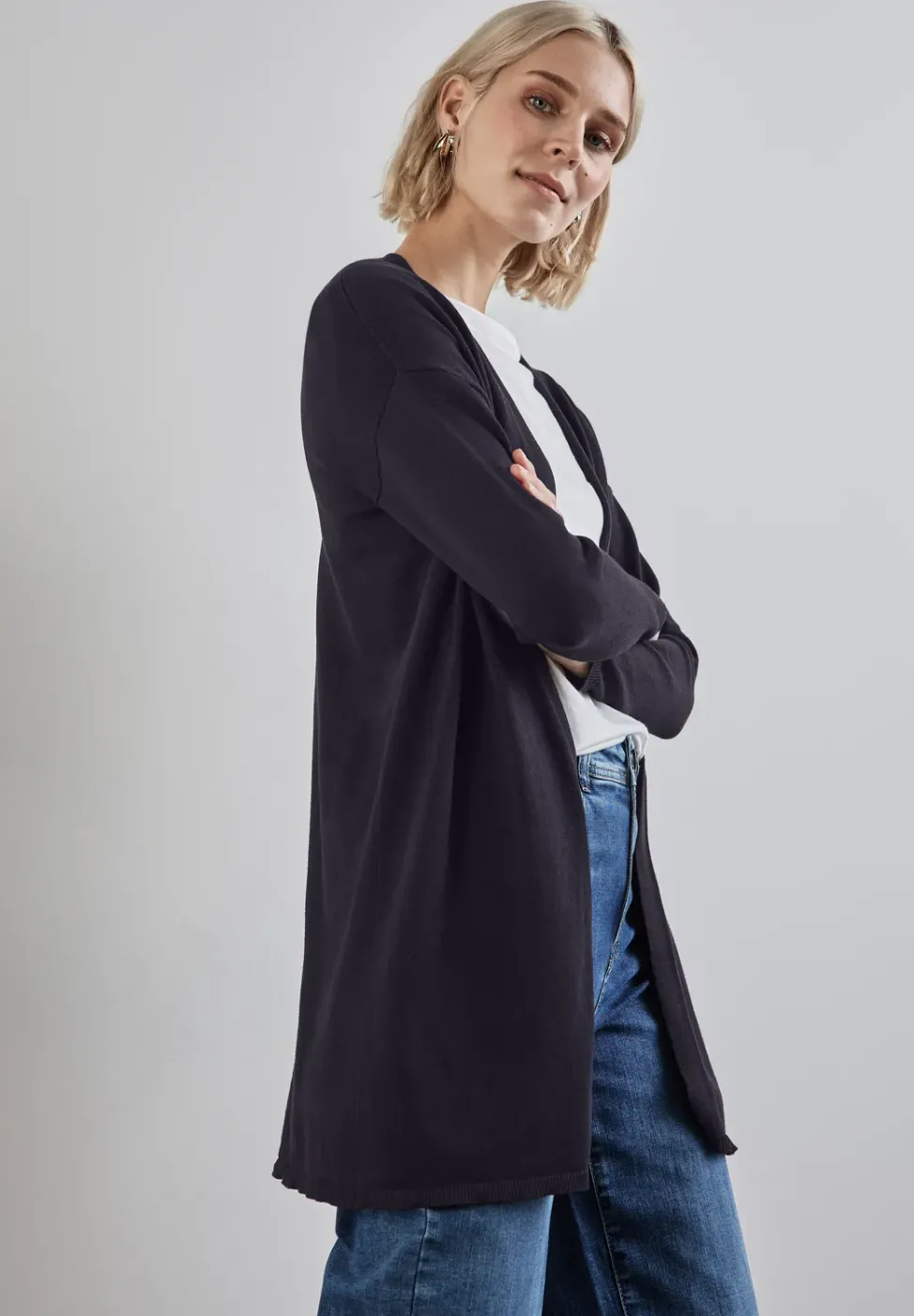 Long cardigan en maille fine