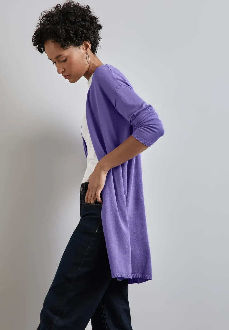 Long cardigan en maille fine