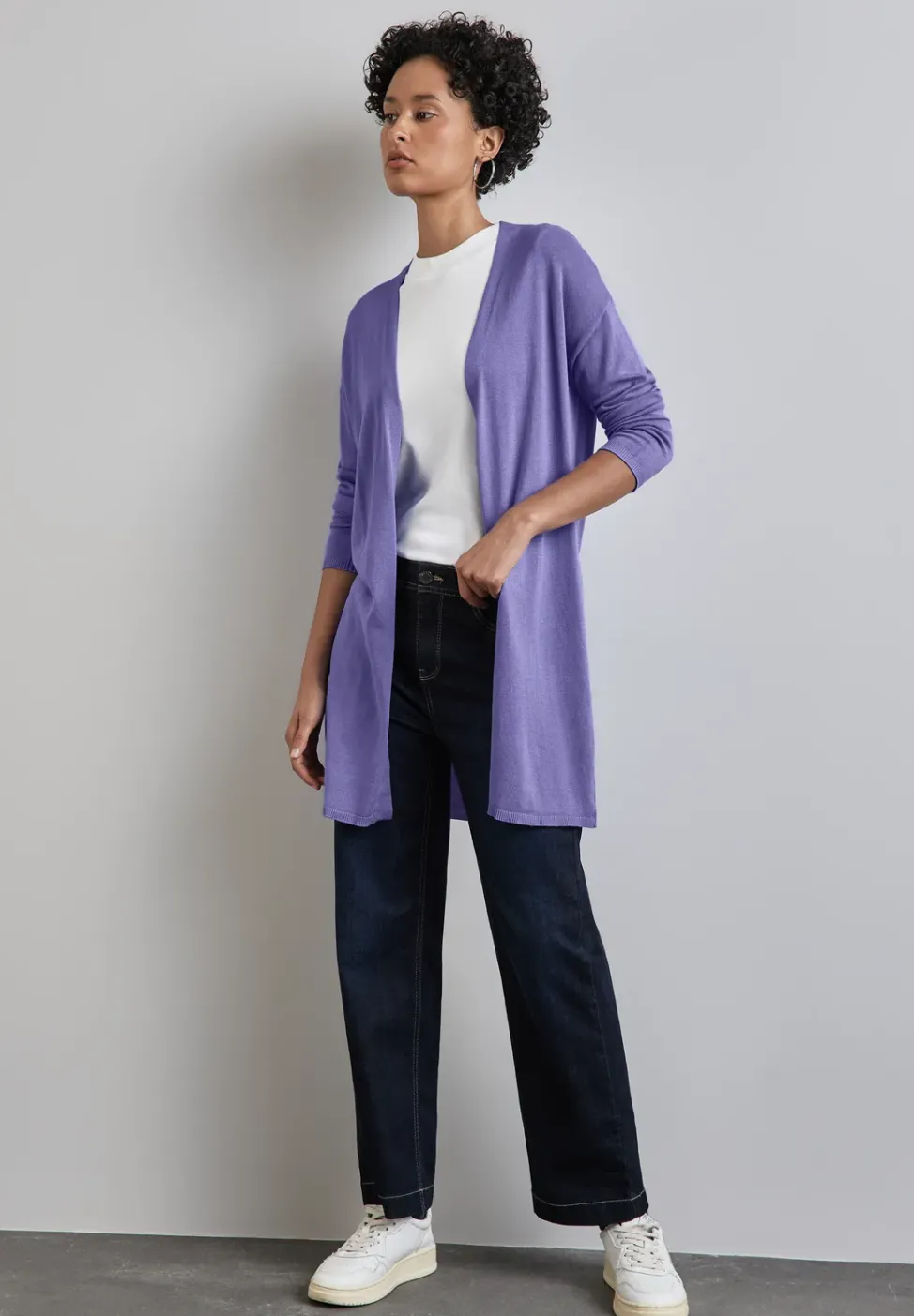Long cardigan en maille fine