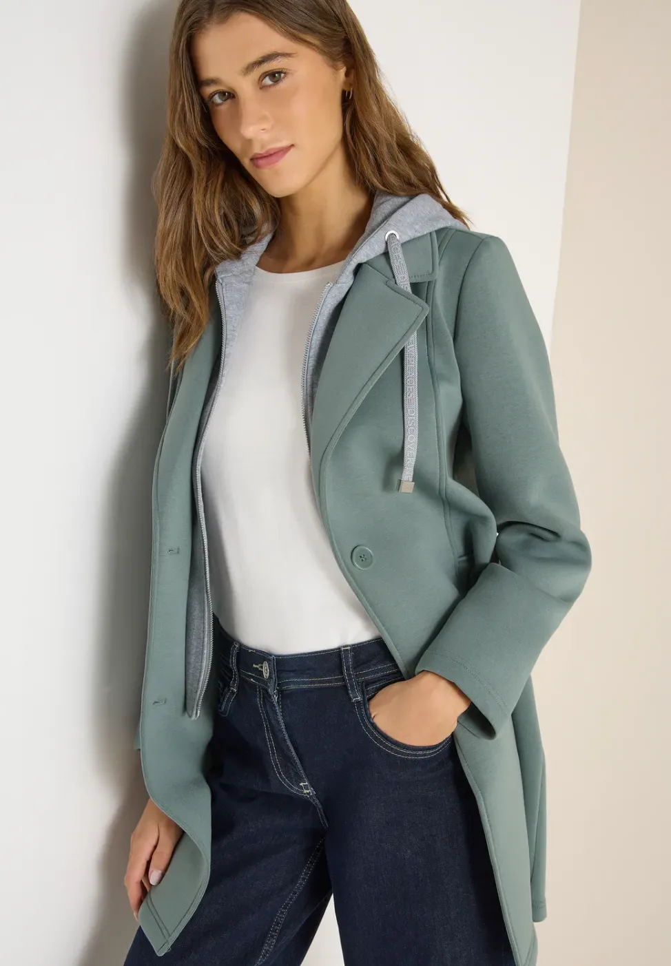 Manteau avec incrustation de sweat
