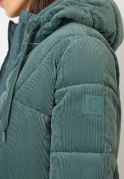 Manteau bouffant avec mélange de velours côtelé