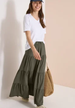 Maxi-jupe avec volants et élastique à la taille