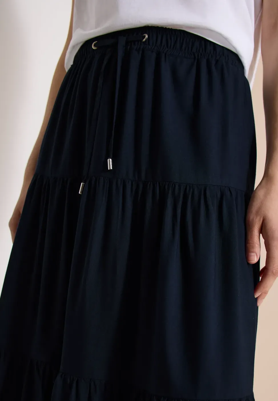 Maxi-jupe avec volants et élastique à la taille