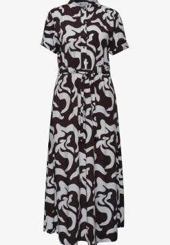 Maxi-robe à col chemise et imprimé