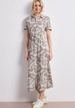 Maxi-robe à col chemise et imprimé
