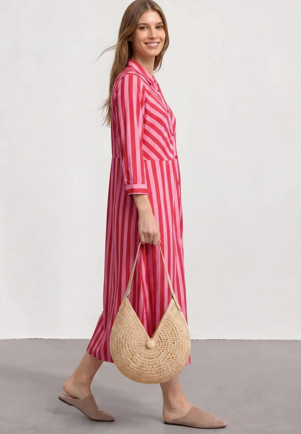 Maxi-robe à col chemise et imprimé