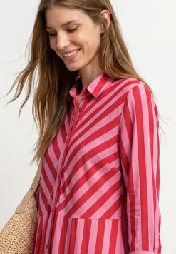 Maxi-robe à col chemise et imprimé