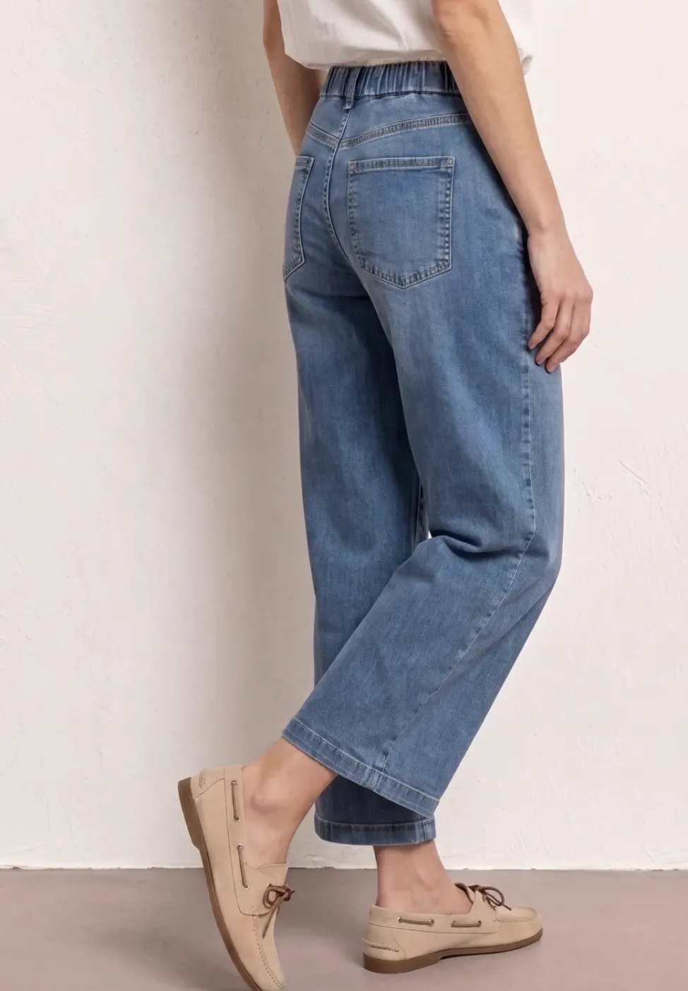 Mid Waist Jeansculotte avec détails de boutons