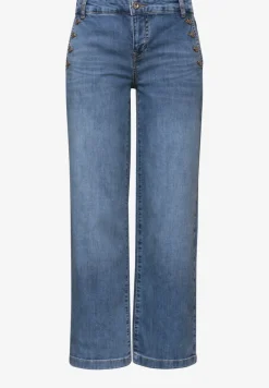 Mid Waist Jeansculotte avec détails de boutons