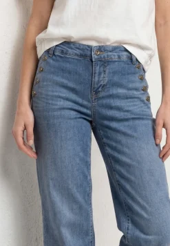 Mid Waist Jeansculotte avec détails de boutons
