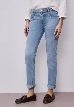 Mid Waist Slim Leg Jeans avec turn-up