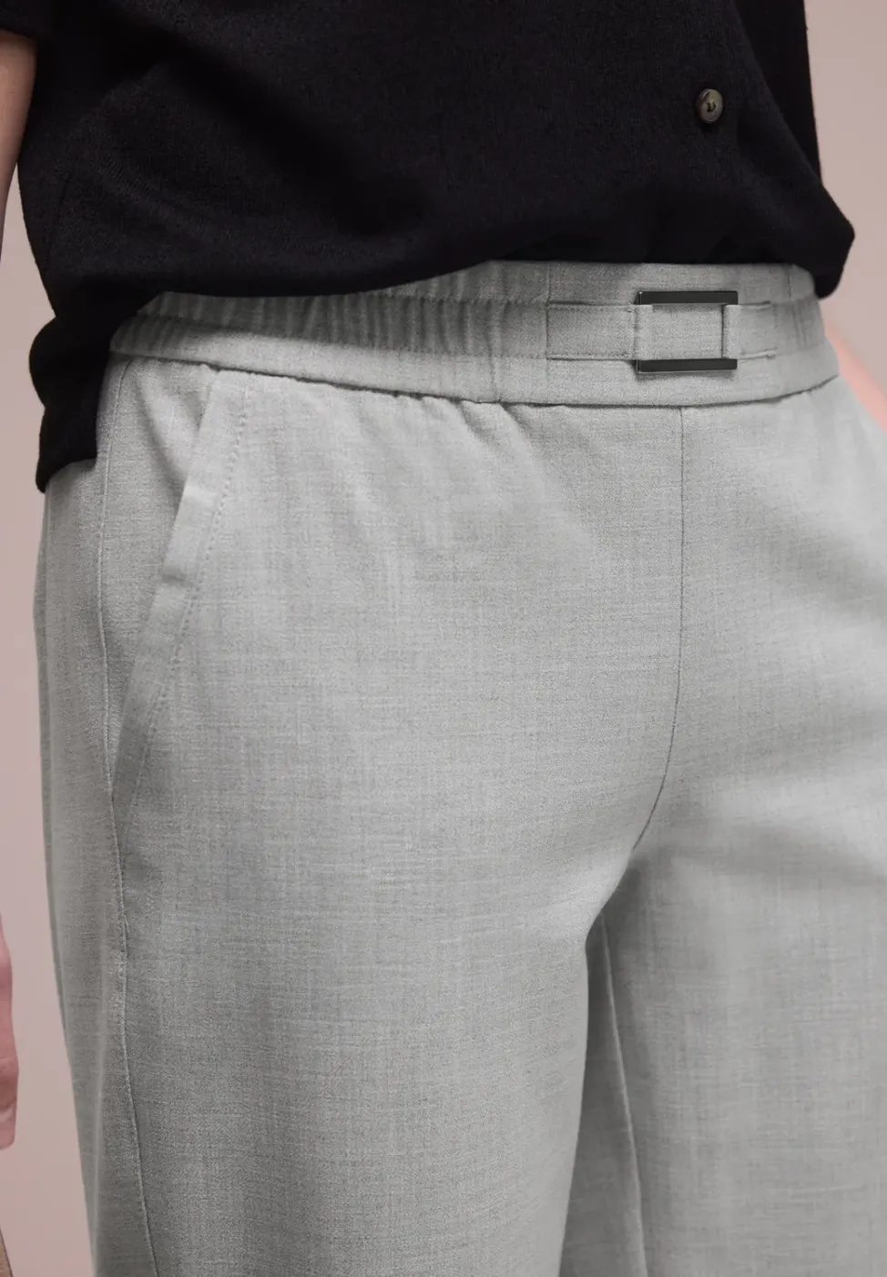 Mid Waist Slim Leg Pantalon avec boucle