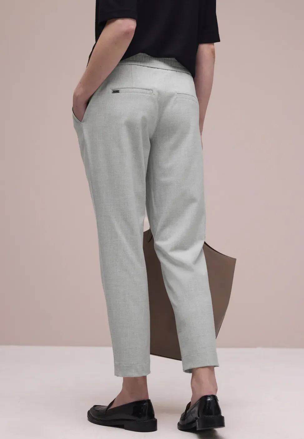 Mid Waist Slim Leg Pantalon avec boucle