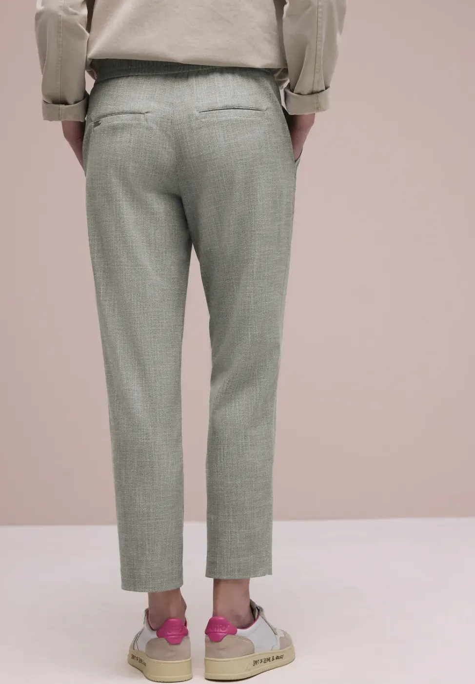 Mid Waist Slim Leg Pantalon avec boucle