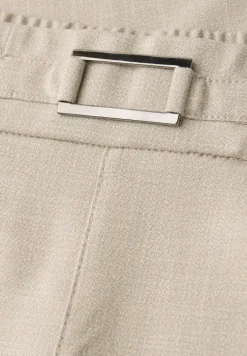 Mid Waist Slim Leg Pantalon avec boucle