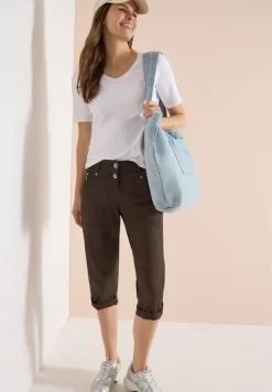 Mid Waist Slim Leg pantalon avec turn-up