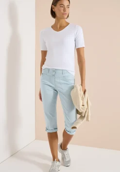 Mid Waist Slim Leg pantalon avec turn-up