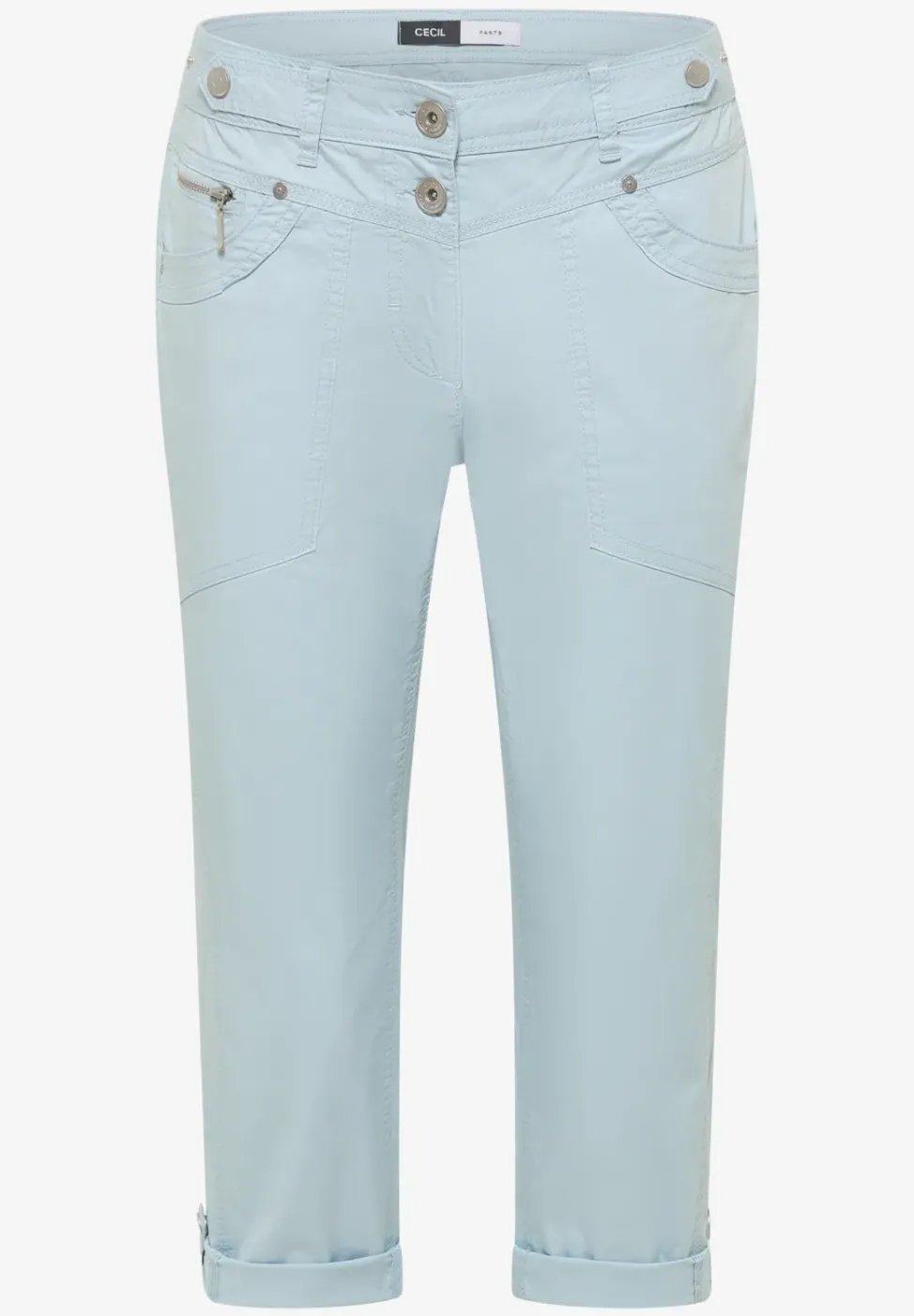 Mid Waist Slim Leg pantalon avec turn-up