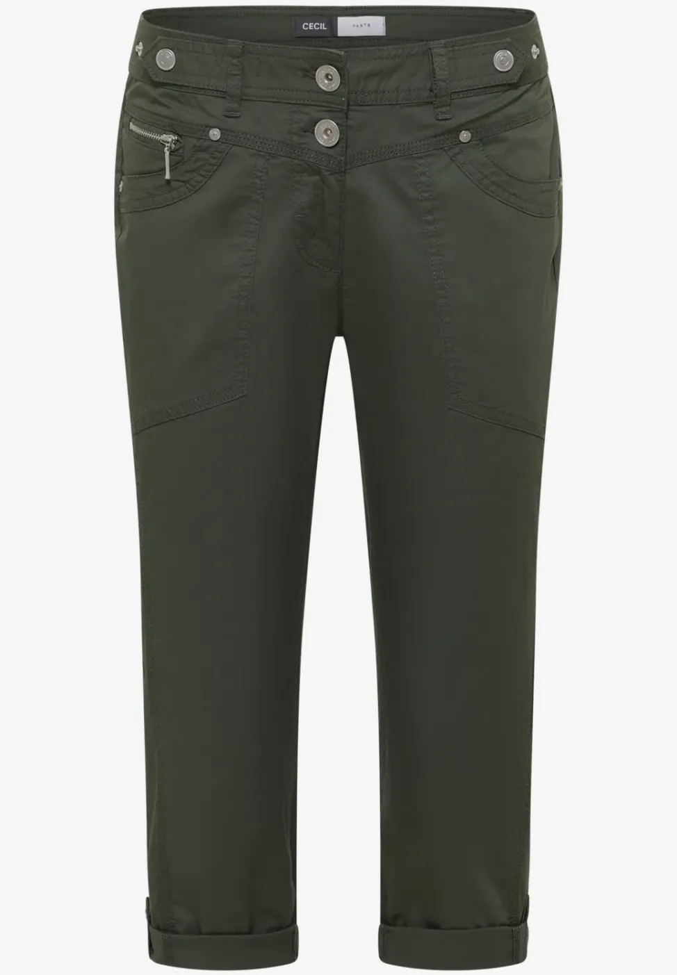 Mid Waist Slim Leg pantalon avec turn-up