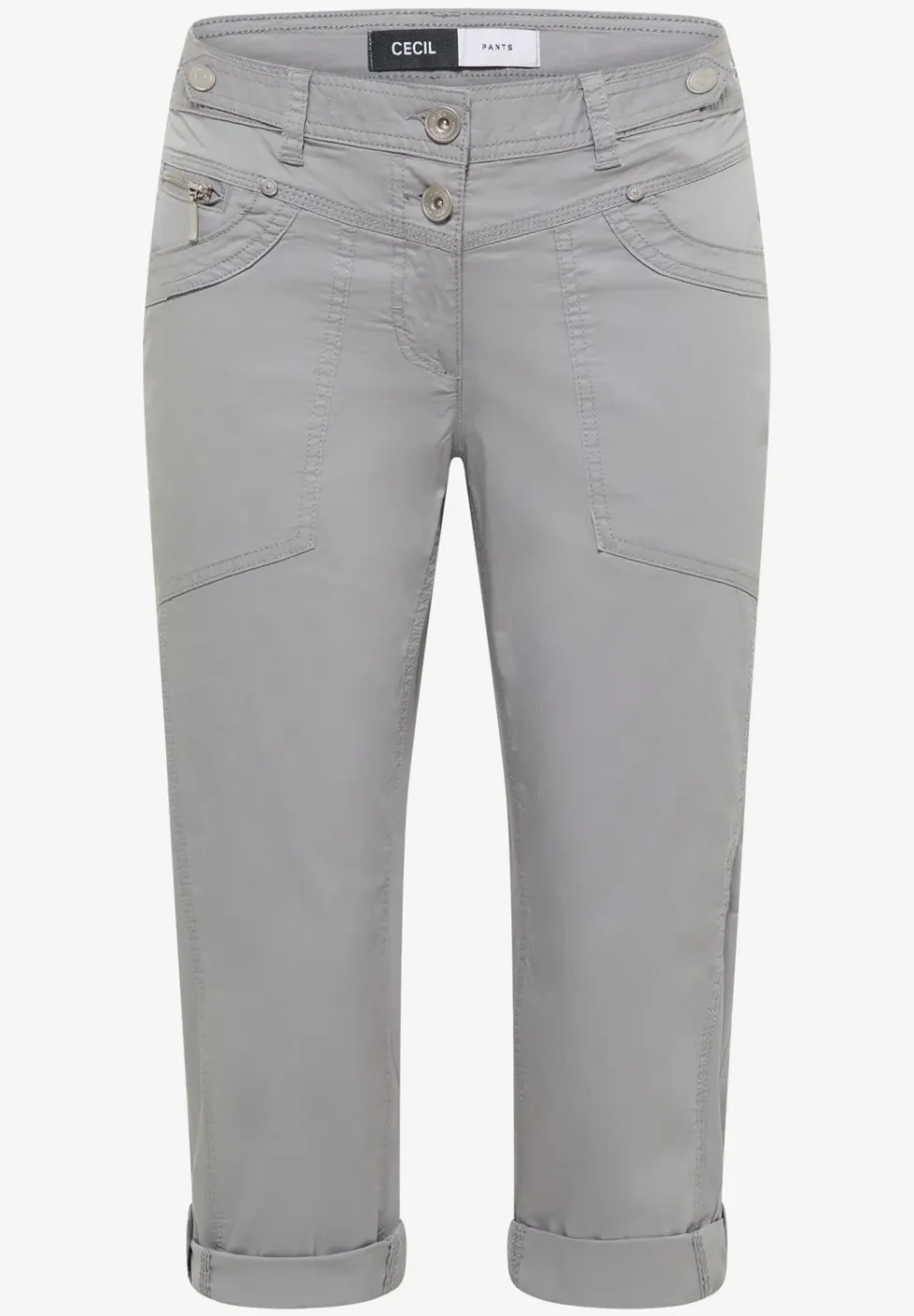 Mid Waist Slim Leg pantalon avec turn-up