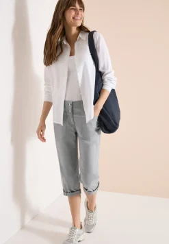 Mid Waist Slim Leg pantalon avec turn-up