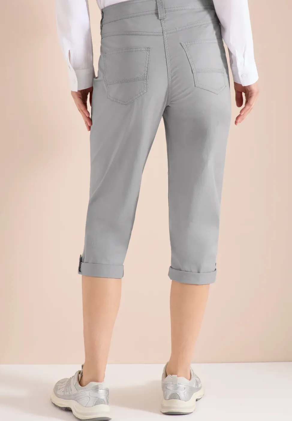 Mid Waist Slim Leg pantalon avec turn-up