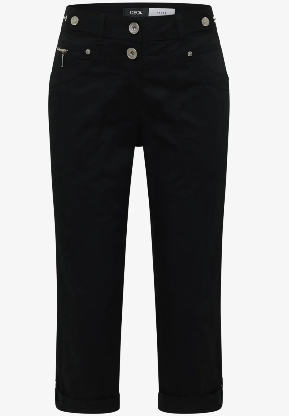 Mid Waist Slim Leg pantalon avec turn-up