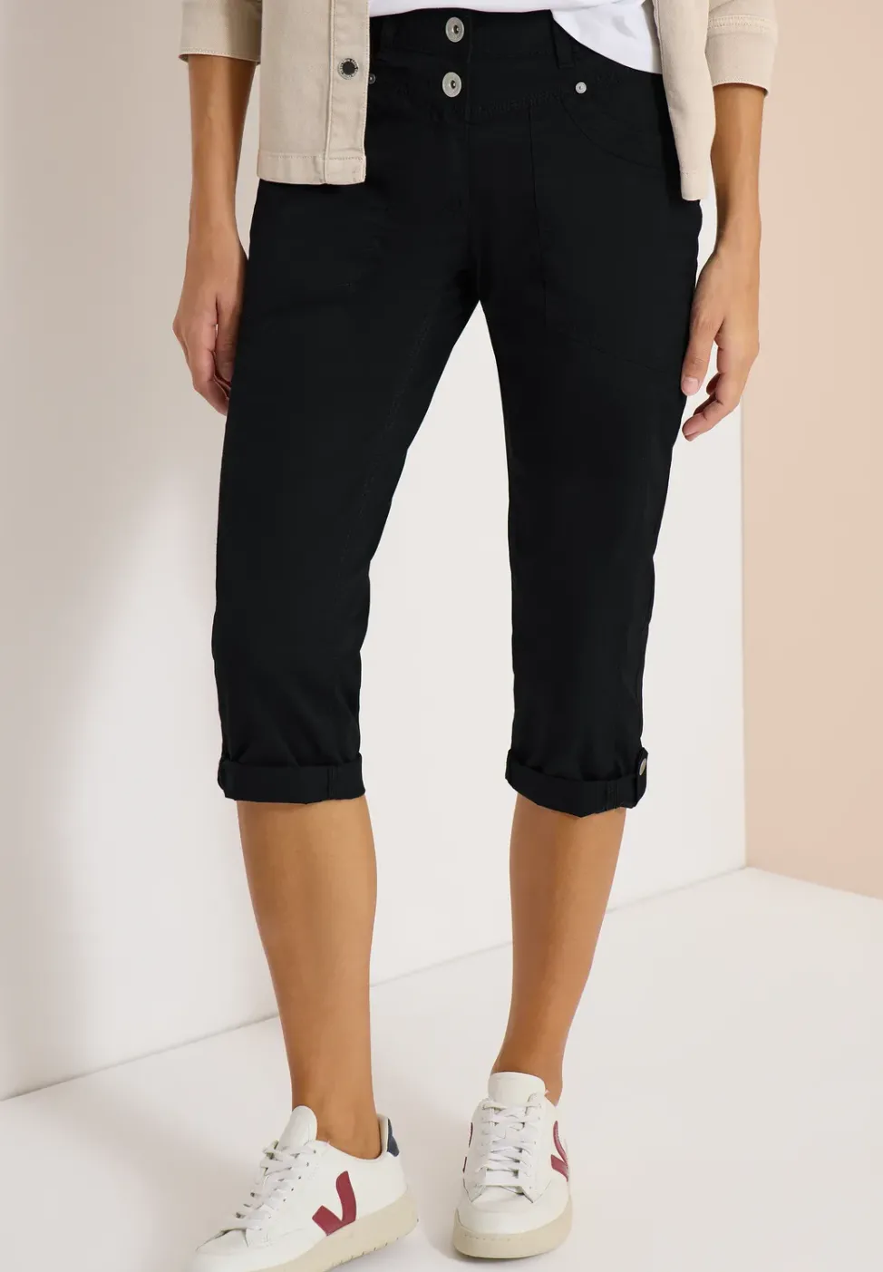 Mid Waist Slim Leg pantalon avec turn-up
