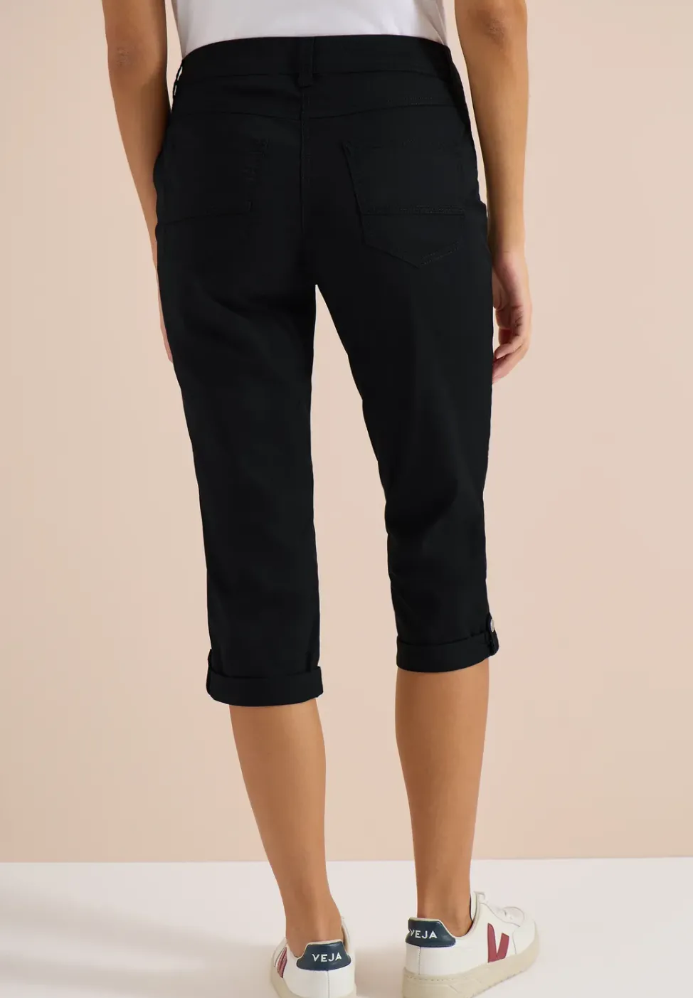Mid Waist Slim Leg pantalon avec turn-up
