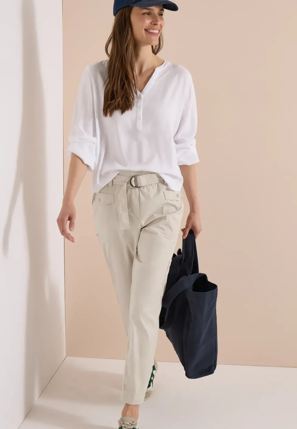 Mid Waist Slim Leg Pantalon Loose Fit
