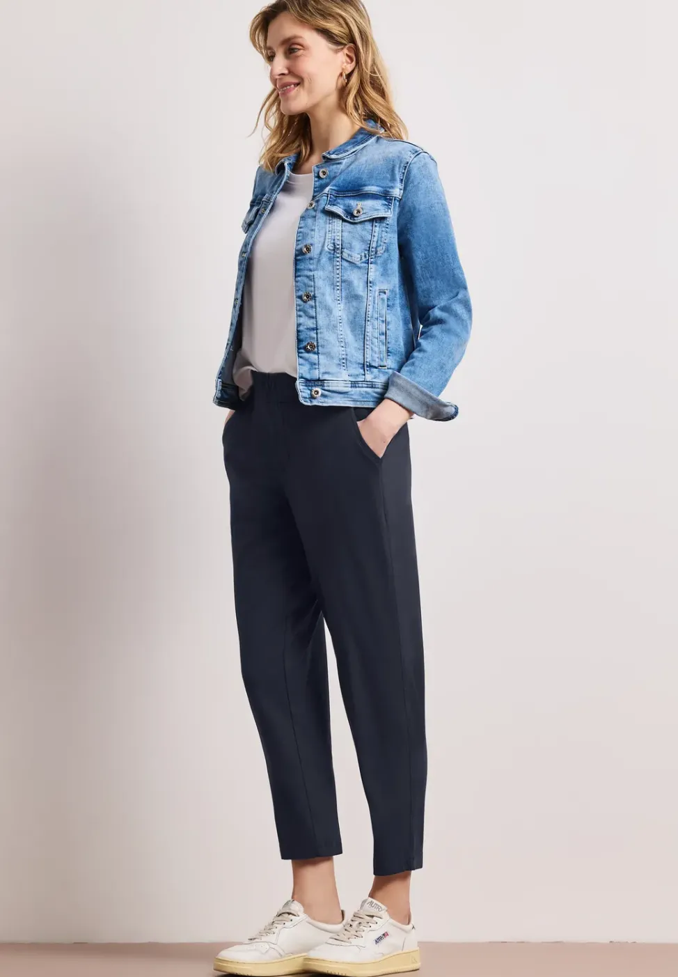 Mid Waist Slim Leg Pantalon Loose Fit