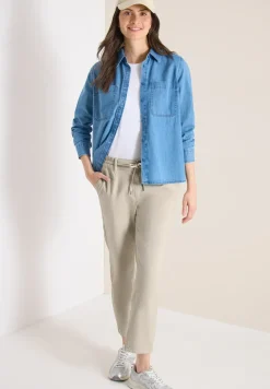 Mid Waist Slim Leg Pantalon Loose Fit