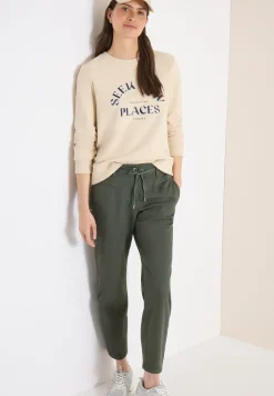 Mid Waist Slim Leg Pantalon Loose Fit