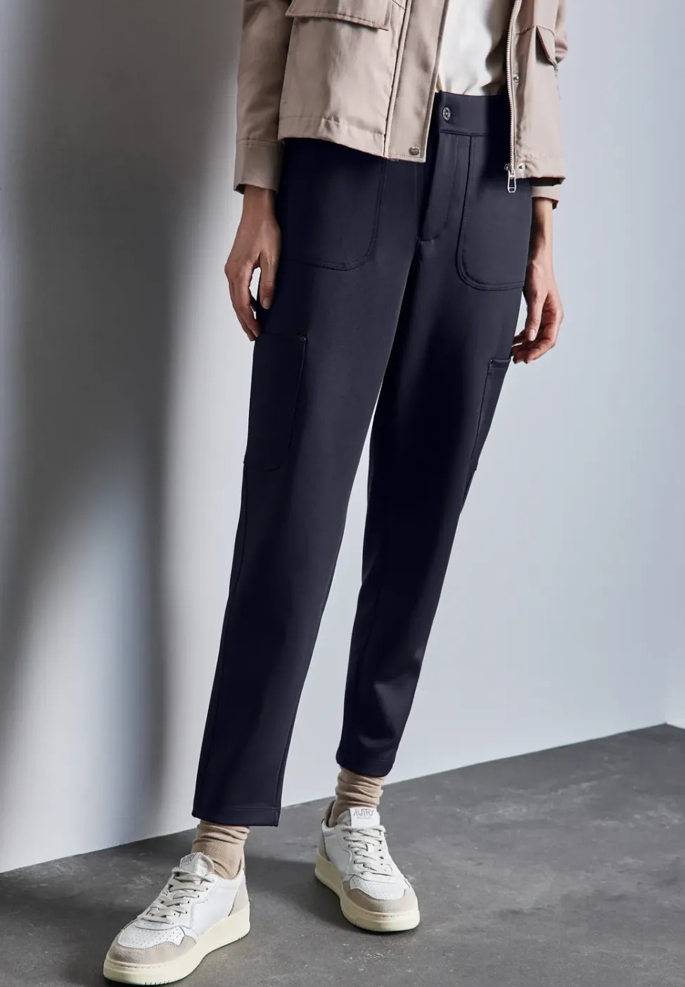 Pantalon cargo en sergé de jersey