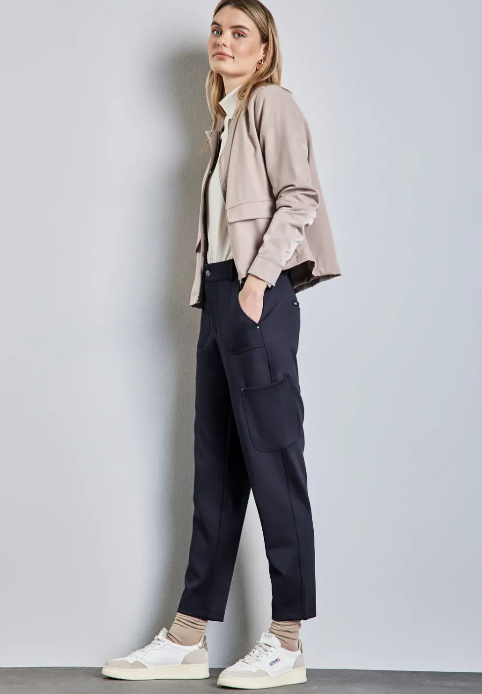 Pantalon cargo en sergé de jersey