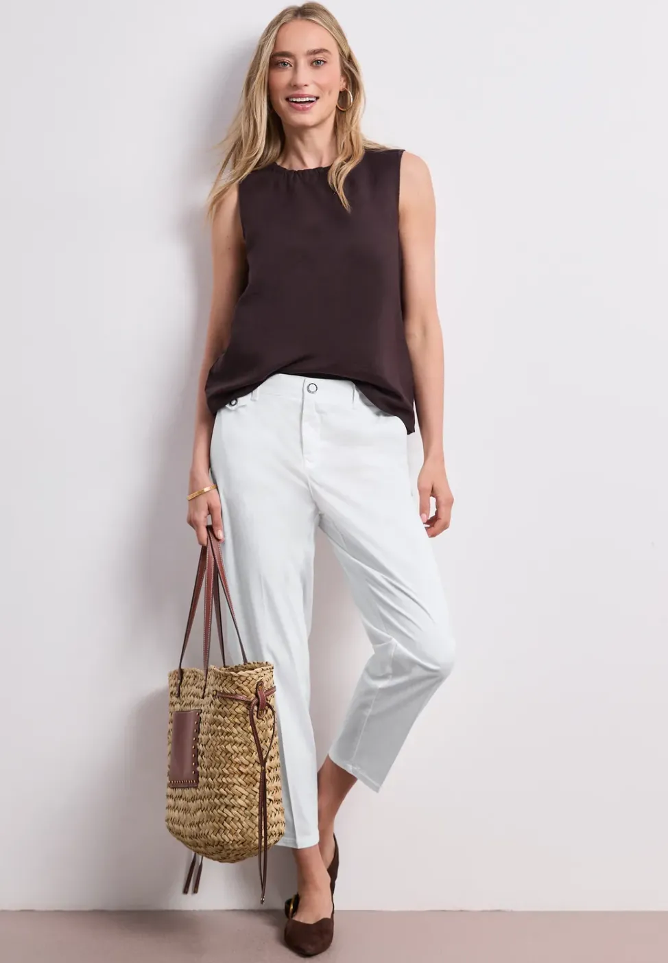 Pantalon chino coupe casual en matière douce