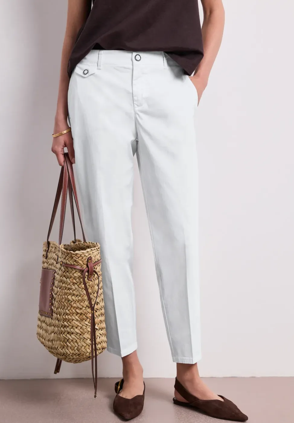 Pantalon chino coupe casual en matière douce