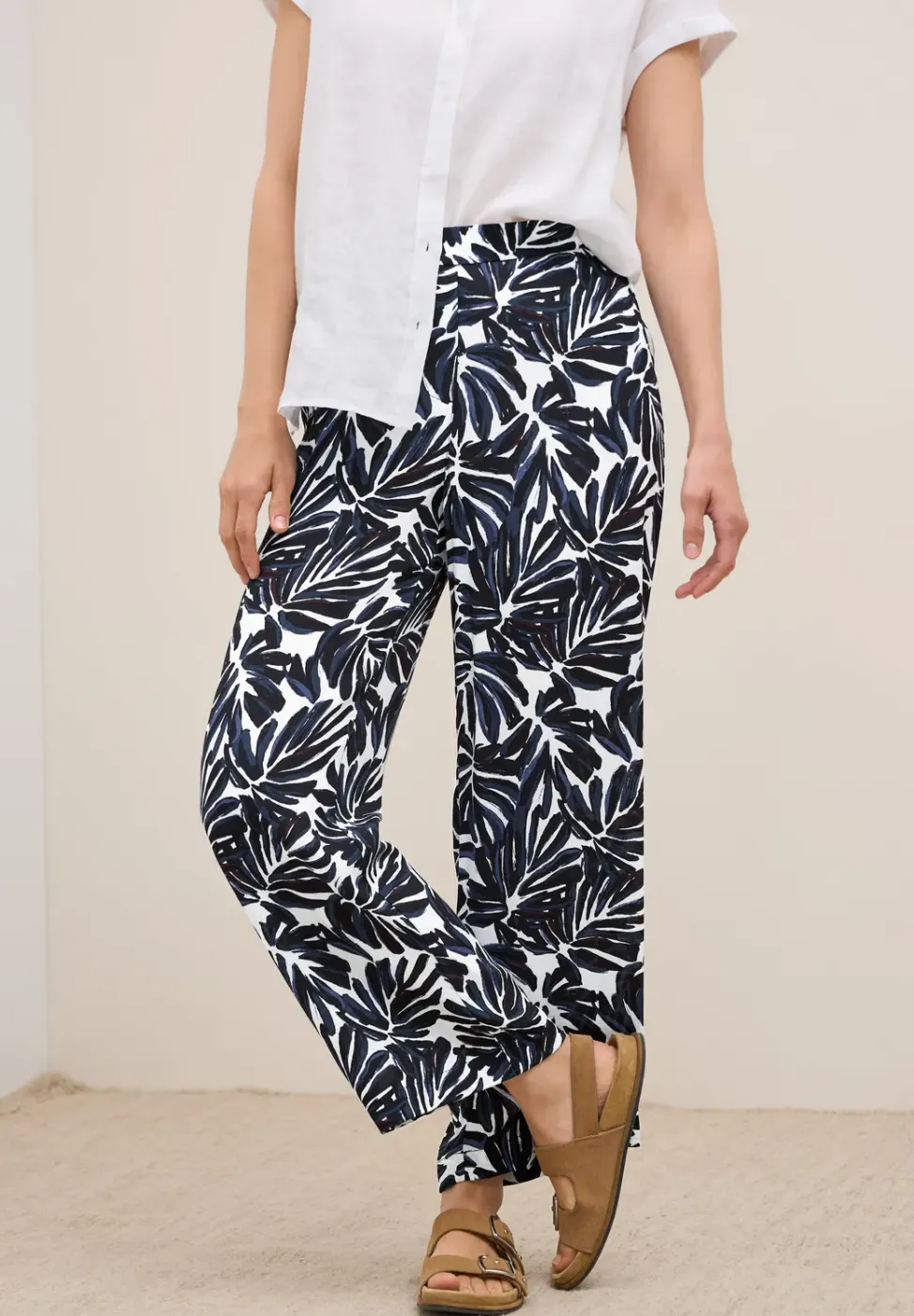 Pantalon en crêpe à motifs