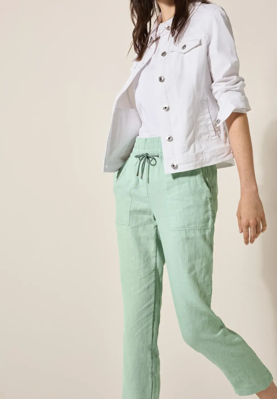 Pantalon en lin, coupe décontractée