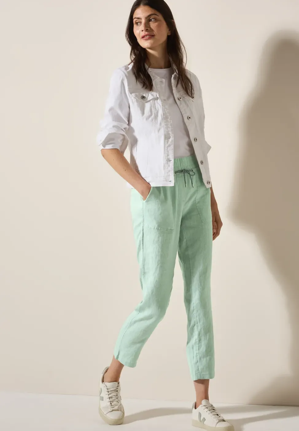 Pantalon en lin, coupe décontractée