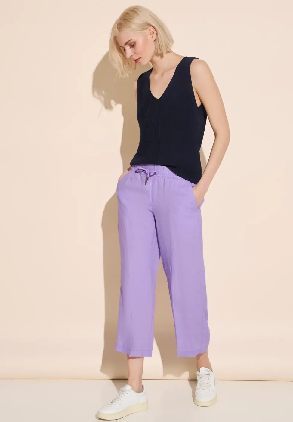 Pantalon en lin culotte 7/8