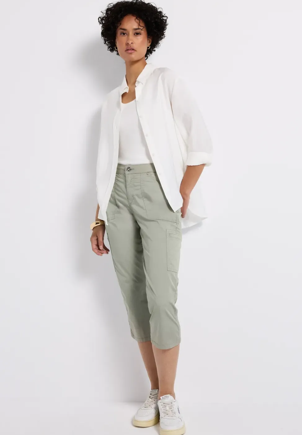 Pantalon 3/4 en satin avec poches