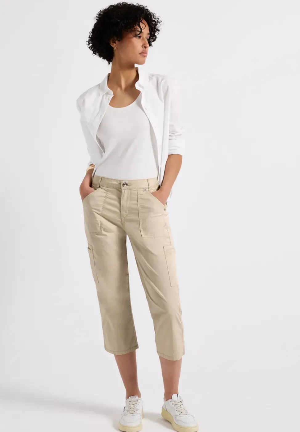 Pantalon 3/4 en satin avec poches