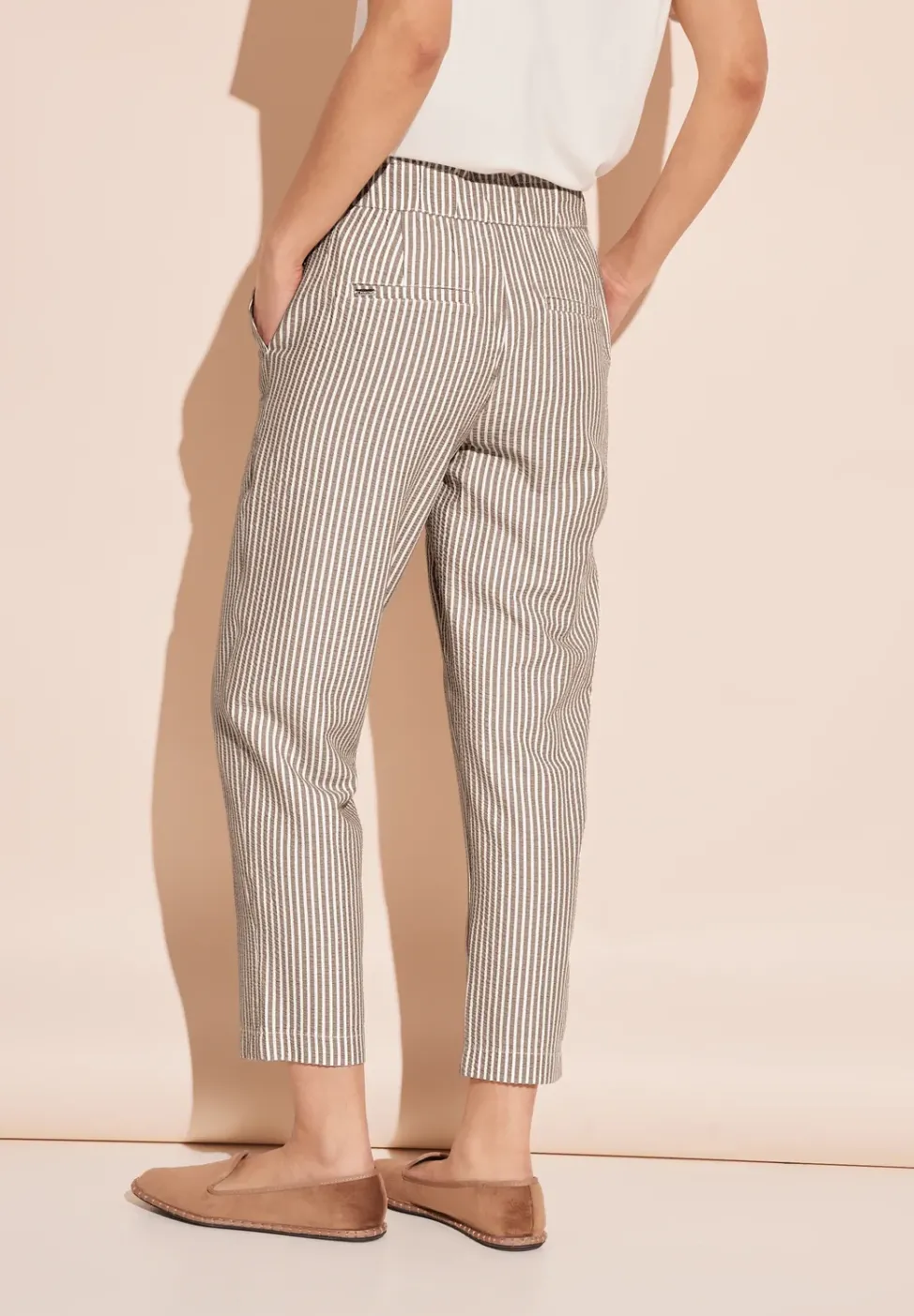 Pantalon en seersucker paperbag